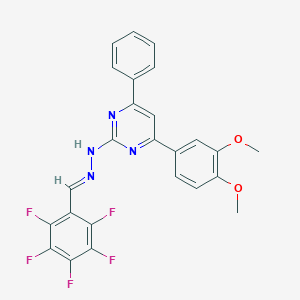 molecular formula C25H17F5N4O2 B395565 2,3,4,5,6-Pentafluorobenzaldehyde [4-(3,4-dimethoxyphenyl)-6-phenyl-2-pyrimidinyl]hydrazone 