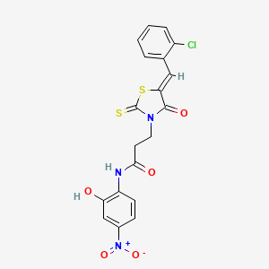 molecular formula C19H14ClN3O5S2 B3955665 3-[5-(2-chlorobenzylidene)-4-oxo-2-thioxo-1,3-thiazolidin-3-yl]-N-(2-hydroxy-4-nitrophenyl)propanamide 