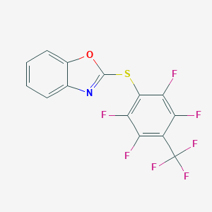 molecular formula C14H4F7NOS B395568 2-{[2,3,5,6-Tetrafluoro-4-(trifluoromethyl)phenyl]sulfanyl}-1,3-benzoxazole 