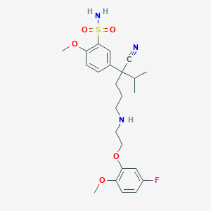 molecular formula C24H32FN3O5S B039557 5-(1-Cyano-4-((2-(5-fluoro-2-methoxyphenoxy)ethyl)amino)-1-isopropylbutyl)-2-methoxybenzenesulfonamide CAS No. 125153-61-9