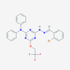 molecular formula C24H18BrF3N6O B395573 2-Bromobenzaldehyde [4-(diphenylamino)-6-(2,2,2-trifluoroethoxy)-1,3,5-triazin-2-yl]hydrazone 