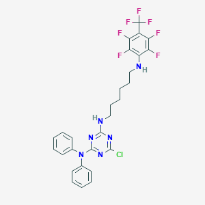 molecular formula C28H24ClF7N6 B395576 6-chloro-N,N-diphenyl-N'-(6-{[2,3,5,6-tetrafluoro-4-(trifluoromethyl)phenyl]amino}hexyl)-1,3,5-triazine-2,4-diamine CAS No. 352209-17-7