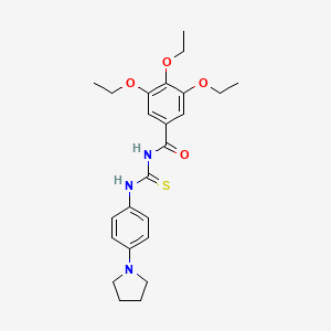 molecular formula C24H31N3O4S B3955780 3,4,5-triethoxy-N-({[4-(1-pyrrolidinyl)phenyl]amino}carbonothioyl)benzamide 