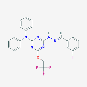 molecular formula C24H18F3IN6O B395580 3-Iodobenzaldehyde [4-(diphenylamino)-6-(2,2,2-trifluoroethoxy)-1,3,5-triazin-2-yl]hydrazone 