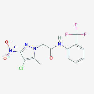 molecular formula C13H10ClF3N4O3 B395581 2-(4-chloro-5-methyl-3-nitro-1H-pyrazol-1-yl)-N-[2-(trifluoromethyl)phenyl]acetamide 