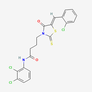 molecular formula C20H15Cl3N2O2S2 B3955833 4-[5-(2-chlorobenzylidene)-4-oxo-2-thioxo-1,3-thiazolidin-3-yl]-N-(2,3-dichlorophenyl)butanamide 