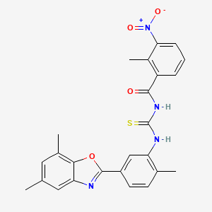 N-({[5-(5,7-dimethyl-1,3-benzoxazol-2-yl)-2-methylphenyl]amino}carbonothioyl)-2-methyl-3-nitrobenzamide