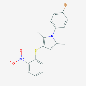 molecular formula C18H15BrN2O2S B395592 1-(4-bromophenyl)-3-({2-nitrophenyl}sulfanyl)-2,5-dimethyl-1H-pyrrole 