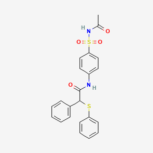 N-{4-[(acetylamino)sulfonyl]phenyl}-2-phenyl-2-(phenylthio)acetamide