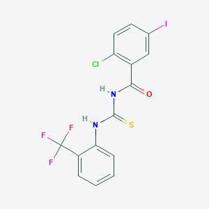 molecular formula C15H9ClF3IN2OS B3956004 2-chloro-5-iodo-N-({[2-(trifluoromethyl)phenyl]amino}carbonothioyl)benzamide 