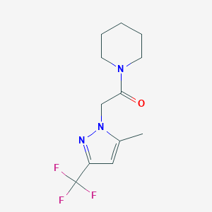 molecular formula C12H16F3N3O B395606 2-[5-Methyl-3-(trifluoromethyl)pyrazolyl]-1-piperidylethan-1-one 