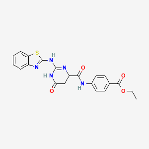 molecular formula C21H19N5O4S B3956076 ethyl 4-({[2-(1,3-benzothiazol-2-ylamino)-6-oxo-1,4,5,6-tetrahydro-4-pyrimidinyl]carbonyl}amino)benzoate 