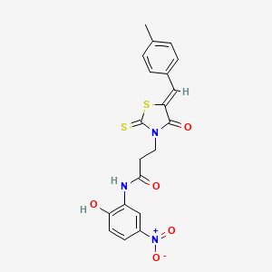 molecular formula C20H17N3O5S2 B3956115 N-(2-hydroxy-5-nitrophenyl)-3-[5-(4-methylbenzylidene)-4-oxo-2-thioxo-1,3-thiazolidin-3-yl]propanamide 