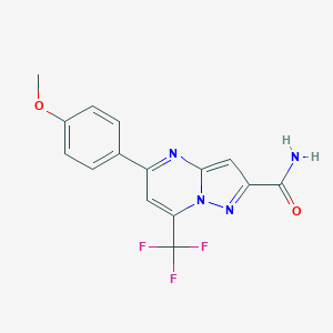 molecular formula C15H11F3N4O2 B395614 5-(4-Methoxyphenyl)-7-(trifluoromethyl)pyrazolo[1,5-a]pyrimidine-2-carboxamide 