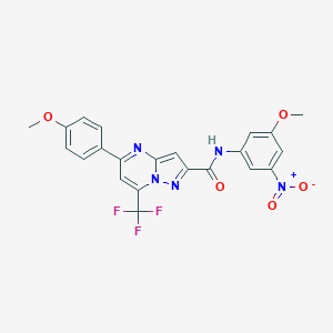 molecular formula C22H16F3N5O5 B395615 N-(3-methoxy-5-nitrophenyl)-5-(4-methoxyphenyl)-7-(trifluoromethyl)pyrazolo[1,5-a]pyrimidine-2-carboxamide 