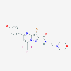 molecular formula C21H21BrF3N5O3 B395617 3-bromo-5-(4-methoxyphenyl)-N-[2-(4-morpholinyl)ethyl]-7-(trifluoromethyl)pyrazolo[1,5-a]pyrimidine-2-carboxamide 