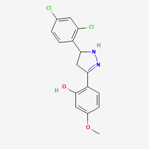 molecular formula C16H14Cl2N2O2 B3956170 2-[5-(2,4-dichlorophenyl)-4,5-dihydro-1H-pyrazol-3-yl]-5-methoxyphenol 