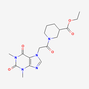 molecular formula C17H23N5O5 B3956172 ethyl 1-[(1,3-dimethyl-2,6-dioxo-1,2,3,6-tetrahydro-7H-purin-7-yl)acetyl]-3-piperidinecarboxylate 
