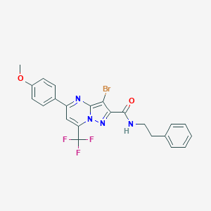 molecular formula C23H18BrF3N4O2 B395619 3-bromo-5-(4-methoxyphenyl)-N-(2-phenylethyl)-7-(trifluoromethyl)pyrazolo[1,5-a]pyrimidine-2-carboxamide 