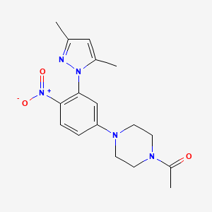 molecular formula C17H21N5O3 B3956191 1-acetyl-4-[3-(3,5-dimethyl-1H-pyrazol-1-yl)-4-nitrophenyl]piperazine 