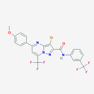 molecular formula C22H13BrF6N4O2 B395620 3-bromo-5-(4-methoxyphenyl)-7-(trifluoromethyl)-N-[3-(trifluoromethyl)phenyl]pyrazolo[1,5-a]pyrimidine-2-carboxamide 