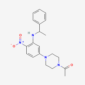 molecular formula C20H24N4O3 B3956202 5-(4-acetyl-1-piperazinyl)-2-nitro-N-(1-phenylethyl)aniline 