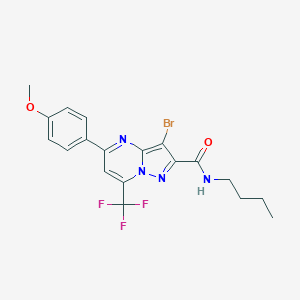 molecular formula C19H18BrF3N4O2 B395621 3-bromo-N-butyl-5-(4-methoxyphenyl)-7-(trifluoromethyl)pyrazolo[1,5-a]pyrimidine-2-carboxamide 