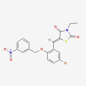 molecular formula C19H15BrN2O5S B3956211 5-{5-bromo-2-[(3-nitrobenzyl)oxy]benzylidene}-3-ethyl-1,3-thiazolidine-2,4-dione 