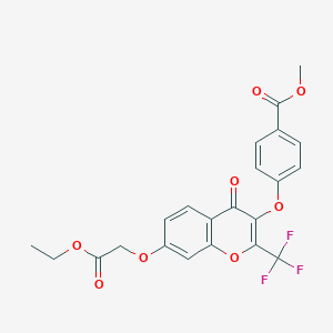 molecular formula C22H17F3O8 B395623 methyl 4-{[7-(2-ethoxy-2-oxoethoxy)-4-oxo-2-(trifluoromethyl)-4H-chromen-3-yl]oxy}benzoate CAS No. 256954-36-6