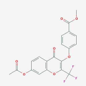 molecular formula C20H13F3O7 B395626 methyl 4-{[7-(acetyloxy)-4-oxo-2-(trifluoromethyl)-4H-chromen-3-yl]oxy}benzoate 