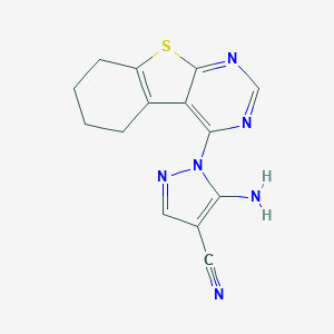 molecular formula C14H12N6S B395629 5-amino-1-(5,6,7,8-tetrahydro[1]benzothieno[2,3-d]pyrimidin-4-yl)-1H-pyrazole-4-carbonitrile 