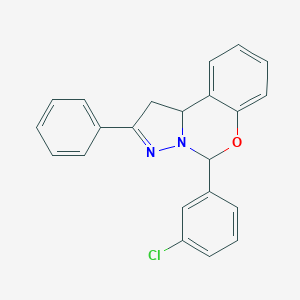 molecular formula C22H17ClN2O B395632 5-(3-Chlorophenyl)-2-phenyl-1,10b-dihydropyrazolo[1,5-c][1,3]benzoxazine CAS No. 298193-27-8