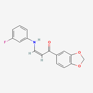 1-(1,3-benzodioxol-5-yl)-3-[(3-fluorophenyl)amino]-2-propen-1-one