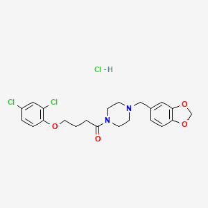 molecular formula C22H25Cl3N2O4 B3956336 1-(1,3-benzodioxol-5-ylmethyl)-4-[4-(2,4-dichlorophenoxy)butanoyl]piperazine hydrochloride 
