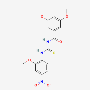 molecular formula C17H17N3O6S B3956369 3,5-dimethoxy-N-{[(2-methoxy-4-nitrophenyl)amino]carbonothioyl}benzamide 