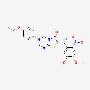 molecular formula C22H22N4O6S B3956386 7-(4,5-dimethoxy-2-nitrobenzylidene)-3-(4-ethoxyphenyl)-3,4-dihydro-2H-[1,3]thiazolo[3,2-a][1,3,5]triazin-6(7H)-one 