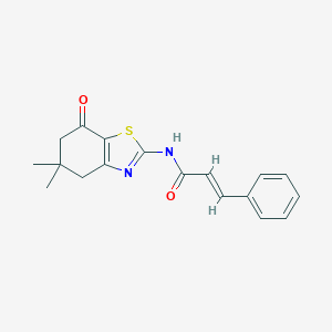 molecular formula C18H18N2O2S B395643 N-(5,5-dimethyl-7-oxo-4,5,6,7-tetrahydro-1,3-benzothiazol-2-yl)-3-phenylacrylamide 