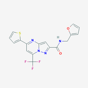 molecular formula C17H11F3N4O2S B395646 N-(2-furanylmethyl)-5-thiophen-2-yl-7-(trifluoromethyl)-2-pyrazolo[1,5-a]pyrimidinecarboxamide 