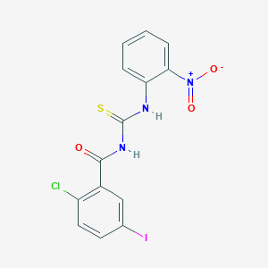 molecular formula C14H9ClIN3O3S B3956478 2-chloro-5-iodo-N-{[(2-nitrophenyl)amino]carbonothioyl}benzamide 