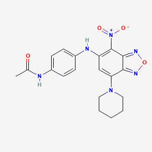 molecular formula C19H20N6O4 B3956493 N-(4-{[4-nitro-7-(1-piperidinyl)-2,1,3-benzoxadiazol-5-yl]amino}phenyl)acetamide 
