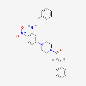 molecular formula C27H28N4O3 B3956522 5-(4-cinnamoyl-1-piperazinyl)-2-nitro-N-(2-phenylethyl)aniline 