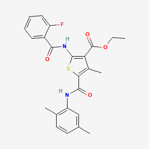 molecular formula C24H23FN2O4S B3956530 ethyl 5-{[(2,5-dimethylphenyl)amino]carbonyl}-2-[(2-fluorobenzoyl)amino]-4-methyl-3-thiophenecarboxylate 