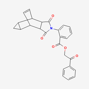 molecular formula C26H21NO5 B3956543 2-oxo-2-phenylethyl 2-(3,5-dioxo-4-azatetracyclo[5.3.2.0~2,6~.0~8,10~]dodec-11-en-4-yl)benzoate 