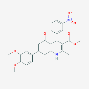 molecular formula C26H26N2O7 B3956548 methyl 7-(3,4-dimethoxyphenyl)-2-methyl-4-(3-nitrophenyl)-5-oxo-1,4,5,6,7,8-hexahydro-3-quinolinecarboxylate 