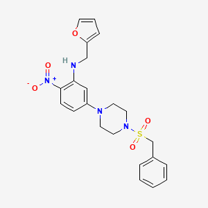 molecular formula C22H24N4O5S B3956556 5-[4-(benzylsulfonyl)-1-piperazinyl]-N-(2-furylmethyl)-2-nitroaniline 