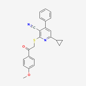 molecular formula C24H20N2O2S B3956557 6-cyclopropyl-2-{[2-(4-methoxyphenyl)-2-oxoethyl]thio}-4-phenylnicotinonitrile 