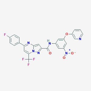 molecular formula C25H14F4N6O4 B395656 5-(4-fluorophenyl)-N-[3-nitro-5-(3-pyridinyloxy)phenyl]-7-(trifluoromethyl)pyrazolo[1,5-a]pyrimidine-2-carboxamide 