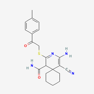 molecular formula C21H24N4O2S B3956569 4-amino-5-cyano-2-{[2-(4-methylphenyl)-2-oxoethyl]thio}-3-azaspiro[5.5]undeca-2,4-diene-1-carboxamide 