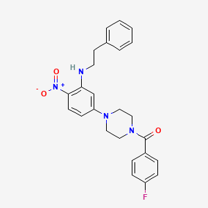 molecular formula C25H25FN4O3 B3956575 5-[4-(4-fluorobenzoyl)-1-piperazinyl]-2-nitro-N-(2-phenylethyl)aniline 