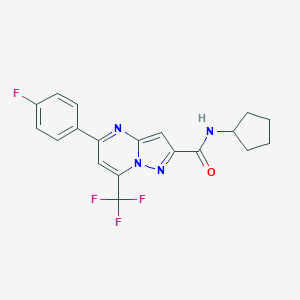 molecular formula C19H16F4N4O B395658 N-cyclopentyl-5-(4-fluorophenyl)-7-(trifluoromethyl)pyrazolo[1,5-a]pyrimidine-2-carboxamide 